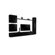 Set di mobili da salotto SWITCH VIII design, colore nero lucido.