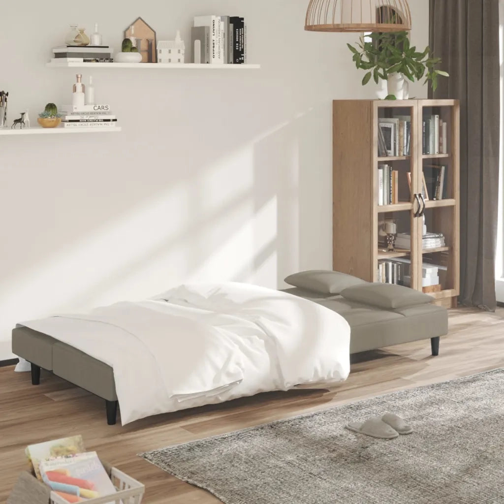 Divano letto | Sof¨¤ letto | Letto singolo a 2 Posti con 2 Cuscini Grigio Chiaro in Velluto