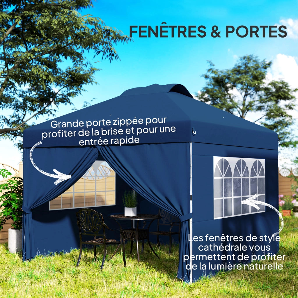 Gazebo pieghevole ¨C Minimal ¨C Grigio 3x3m con finestre e trasporto