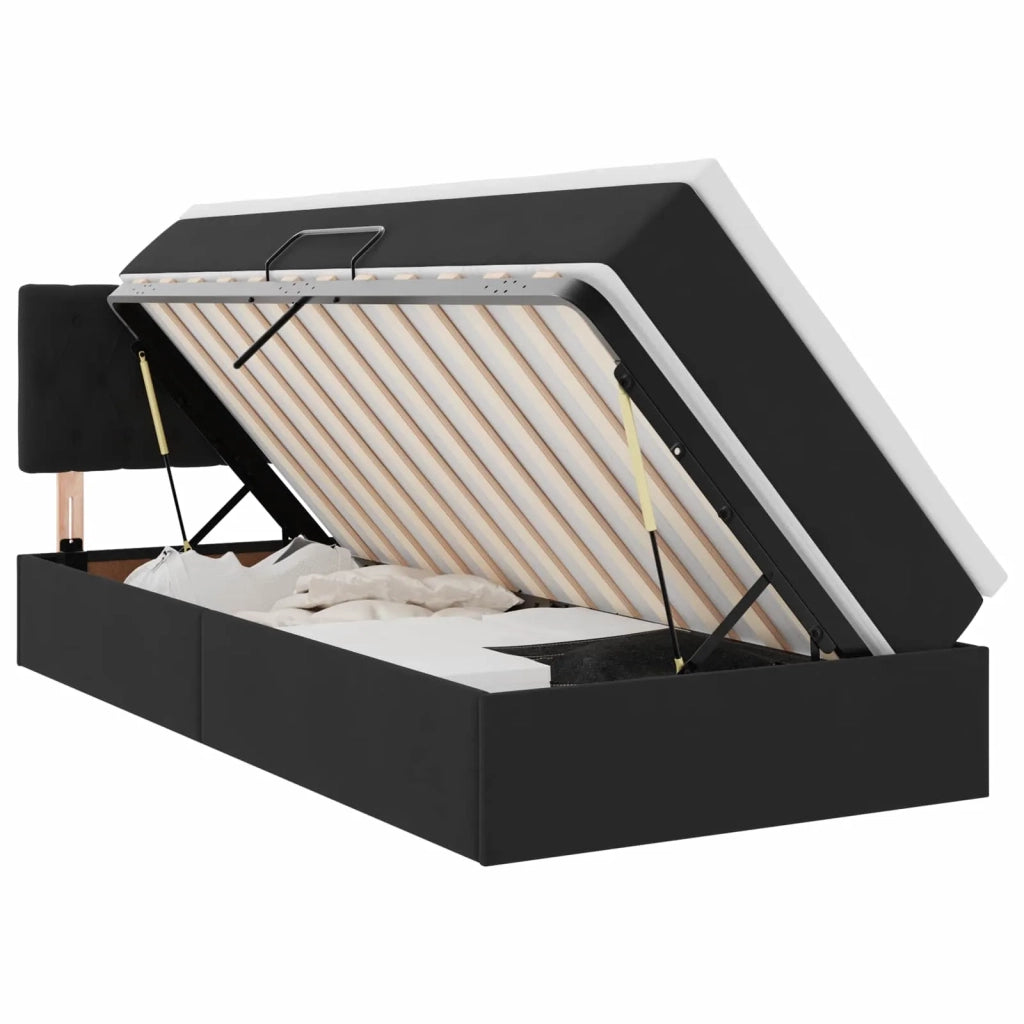 Letto con contenitore e LED con led Nero 100 x 200 cm Velluto 3371435
