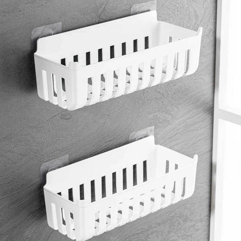 Coppia cestini doccia in termoplastica bianco incollaggio – Serie Jolly