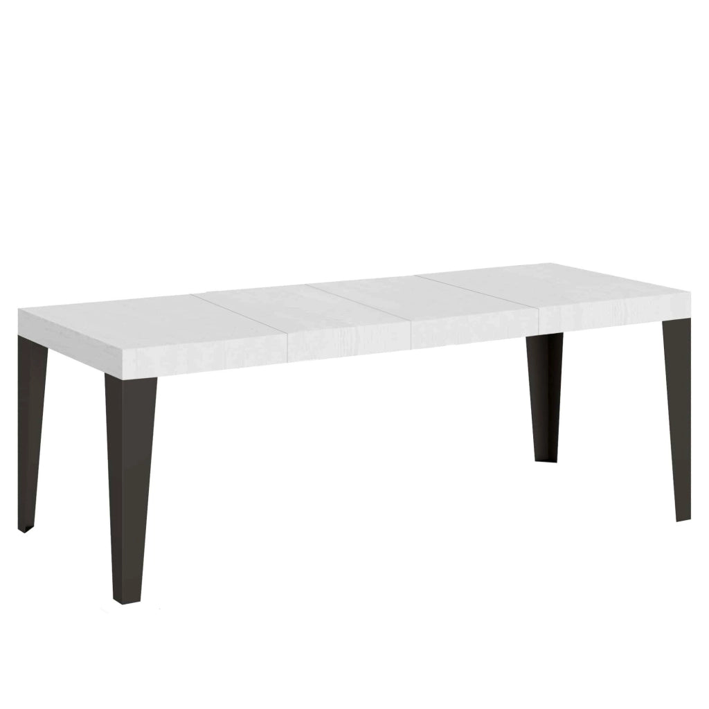Tavolo allungabile 90x160/420 cm Flaris Premium bianco frassino telaio Antracite