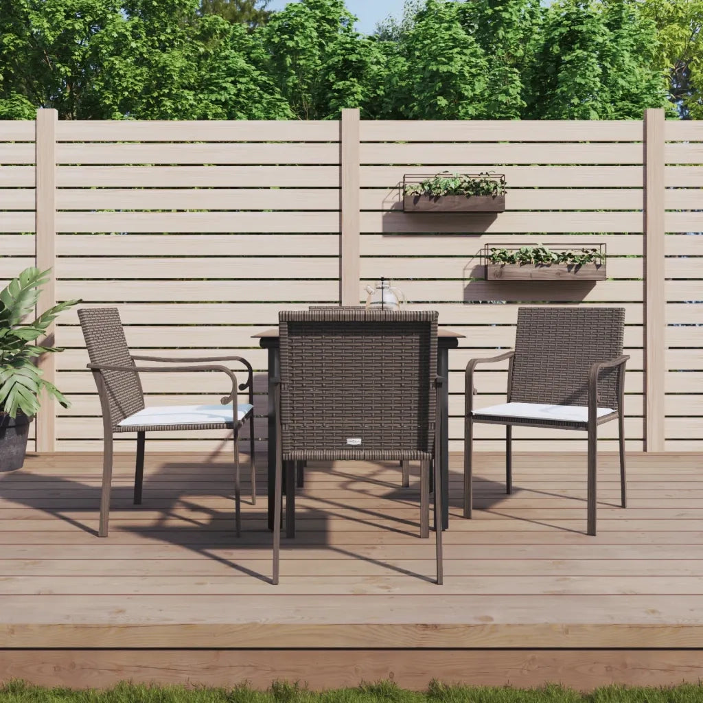 Set Pranzo da Giardino 5pz con Cuscini in Polyrattan e Acciaio 3186954