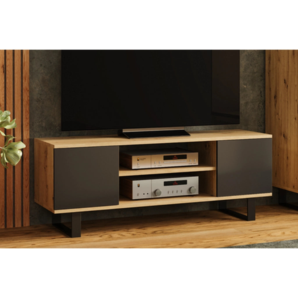 Mobile porta TV Focus 155 cm in rovere artisan e metallo