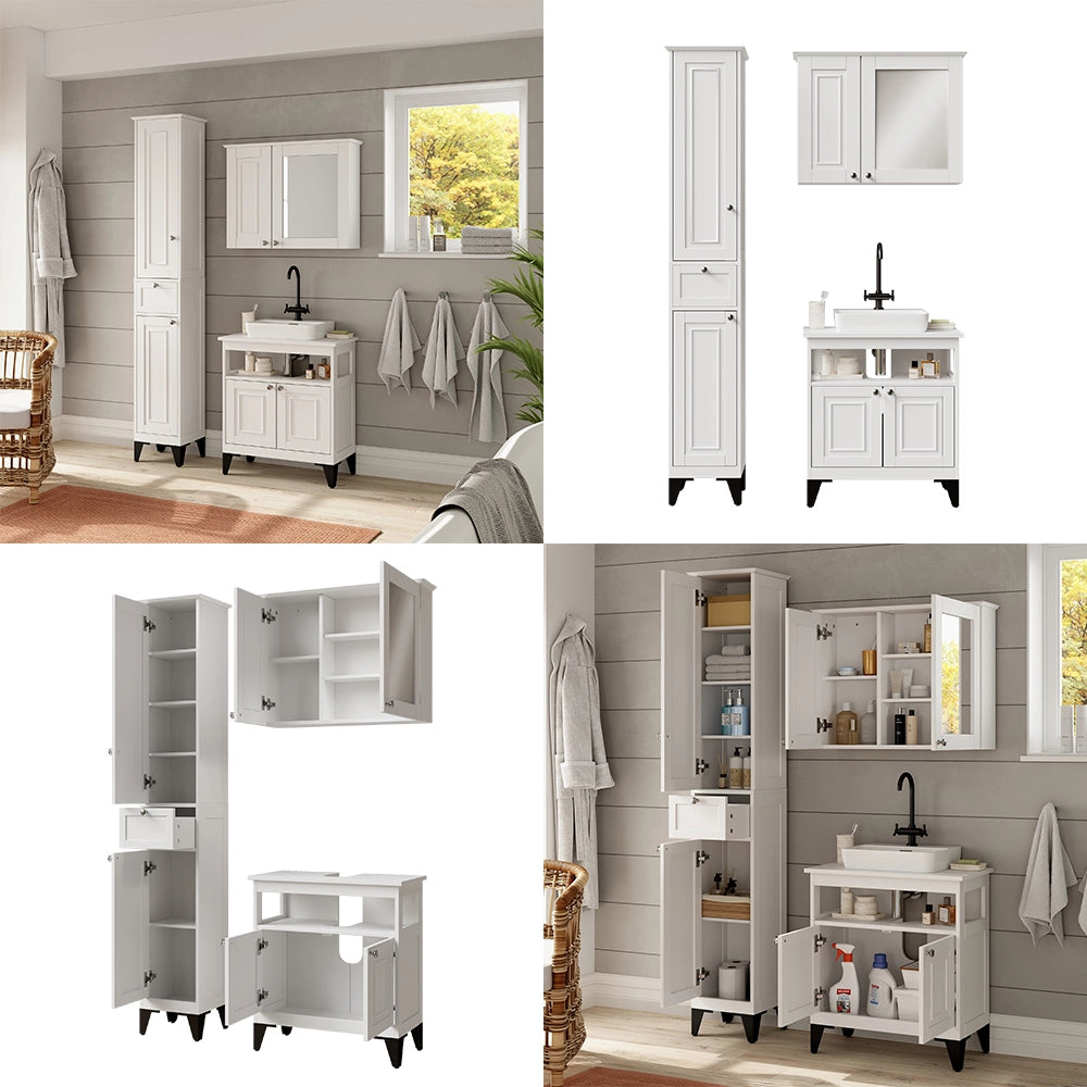 Vicco Set di mobili da bagno Bianco 3 parti