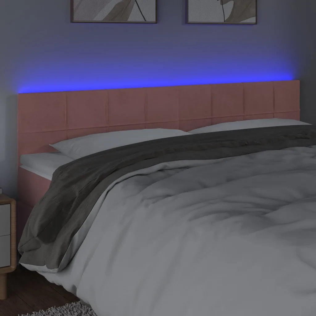 Testiera | Testata a LED Rosa 200x5x78/88 cm in Velluto