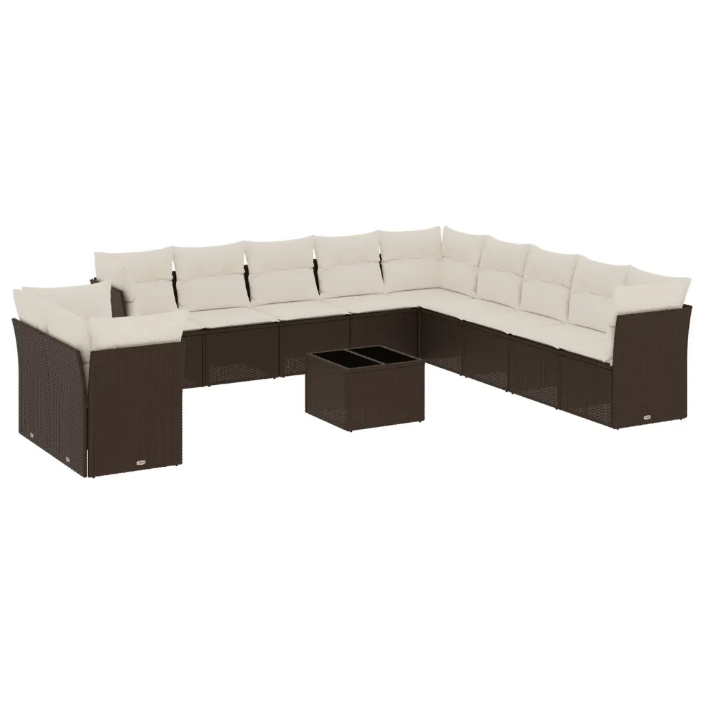 Set Divani da Giardino 12 pz con Cuscini Marrone in Polyrattan 3217893