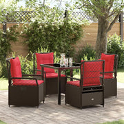 Set da Pranzo per Giardino 5 pcs Marrone polyrattan