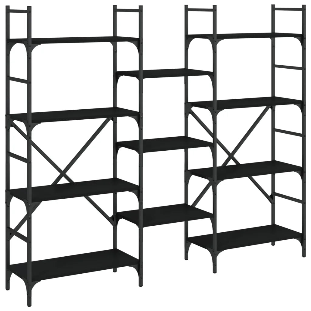 Libreria Nera 160x28,5x136,5 cm in Legno Multistrato 838873
