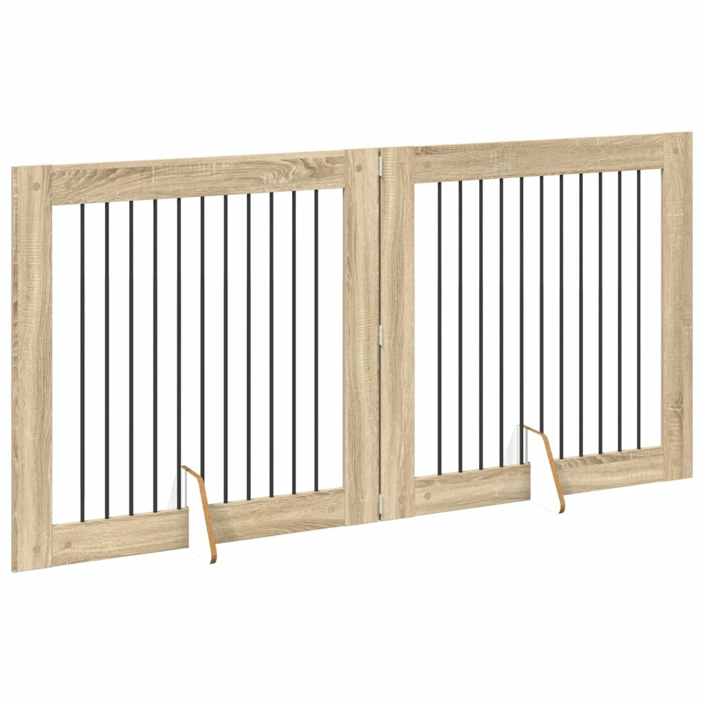 Cancello per cani pieghevole con supporti 2 pz Rovere Sonoma 892026