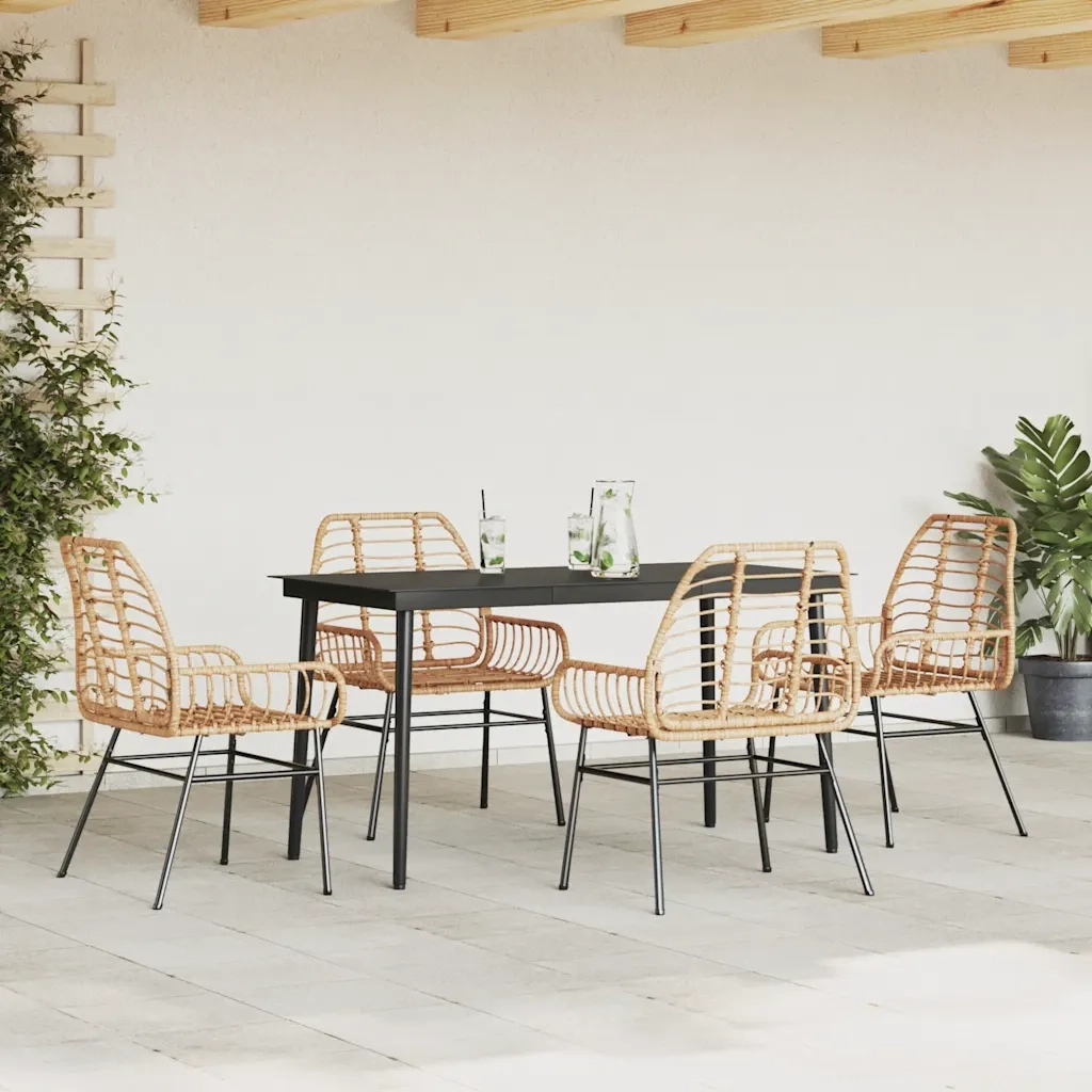 Set da Pranzo da Giardino 5pz Polyrattan Vetro 3334445