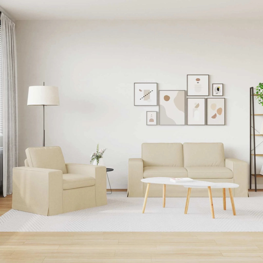 Set di divani 2 pcs Crema 182 x 80 x 82 cm Tessuto 3407549