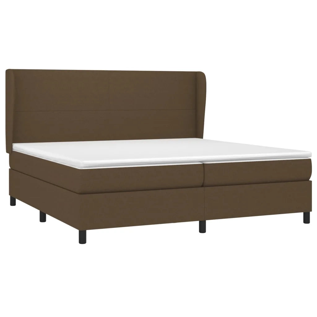 Giroletto a Molle con Materasso Marrone Scuro 200x200cm Tessuto