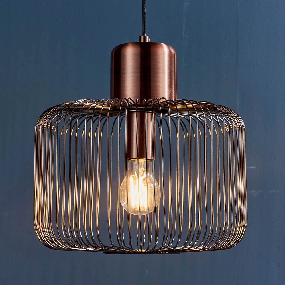 Lampada a sospensione retro rame antico E27 Nicola Endon