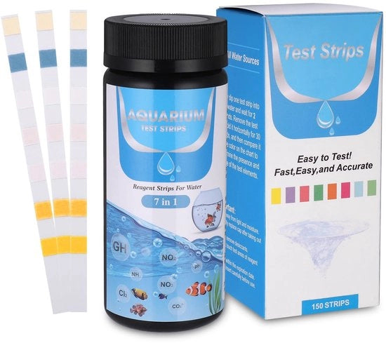 Strisce di Test 150 pezzi - 7-in-1 Strisce di Test pH - Analizzatore della Qualità dell'Acqua - Valore pH dell'Acqua Potabile - Ammoniaco/Nitriti/Nitrati - Facile da Utilizzare - Analizzatore della Qualità dell'Acqua