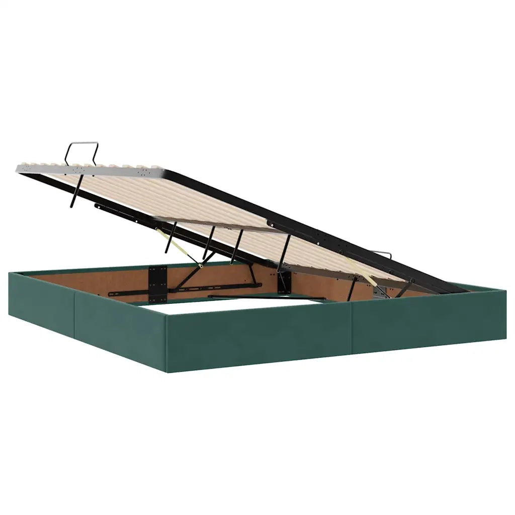 Letto con contenitore e LED Verde Scuro 180 x 200 cm Velluto 3371352