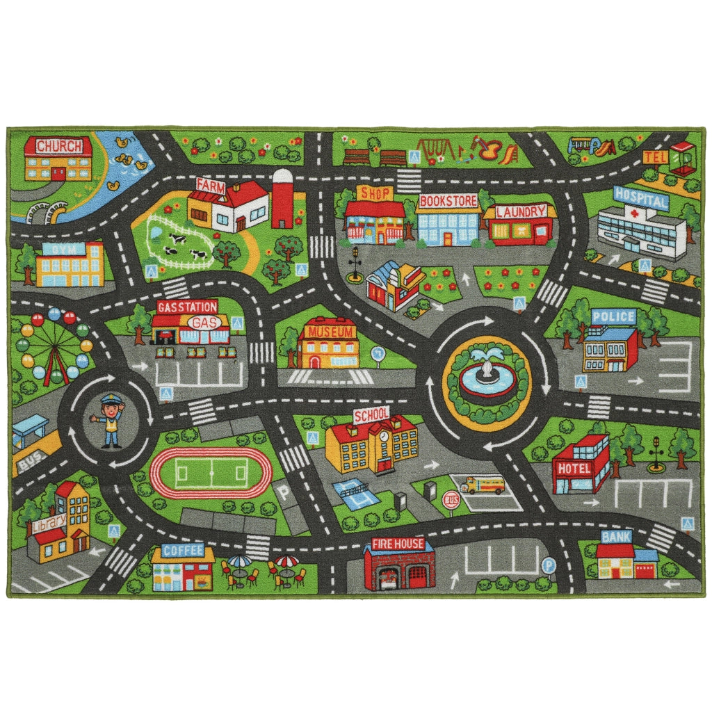Tappeto gioco bambini 200x150cm ¨C Xylo ¨C antiscivolo con motivo citt¨¤ per cameretta
