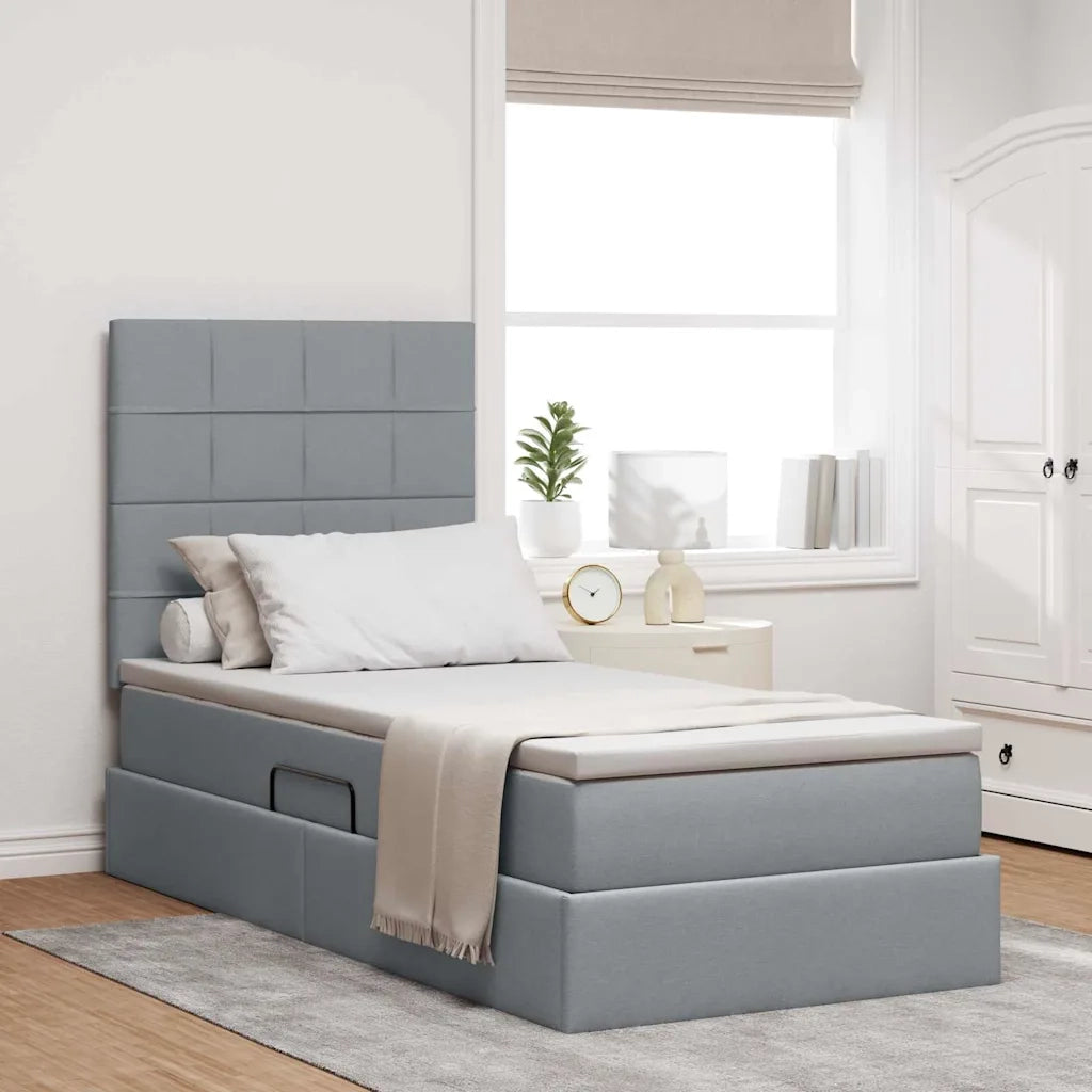 Letto con contenitore e materasso Grigio chiaro 90 x 190 cm 3371748