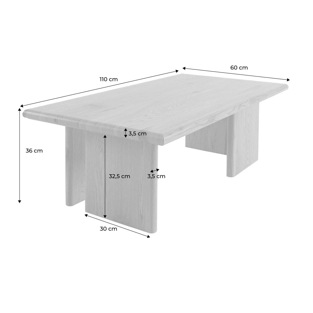 Tavolino rettangolare effetto legno, beige travertino