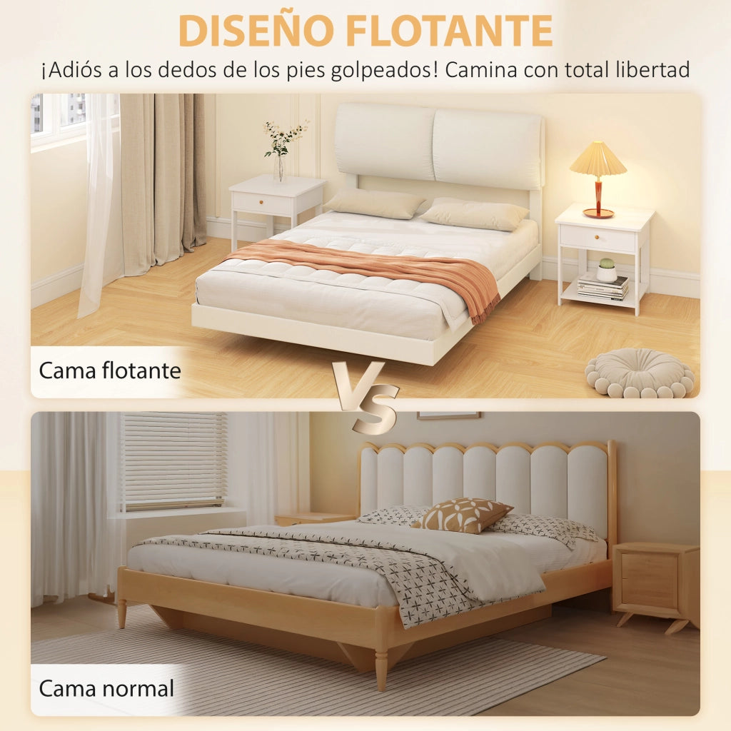Letto matrimoniale imbottito con testiera ¨C Xylo ¨C Beige metallico 135x190 cm