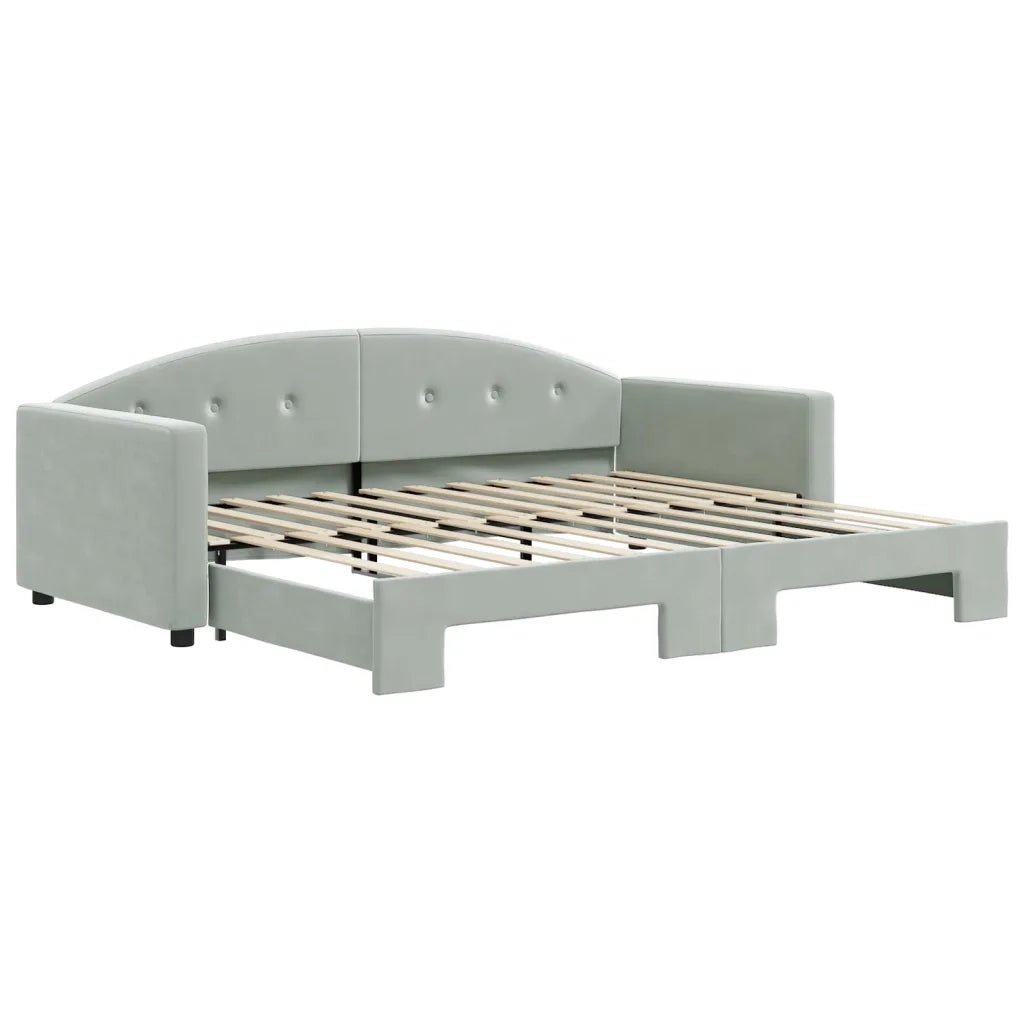 Divano Letto con Letto Estraibile Grigio Chiaro 90x200 Velluto 3197301