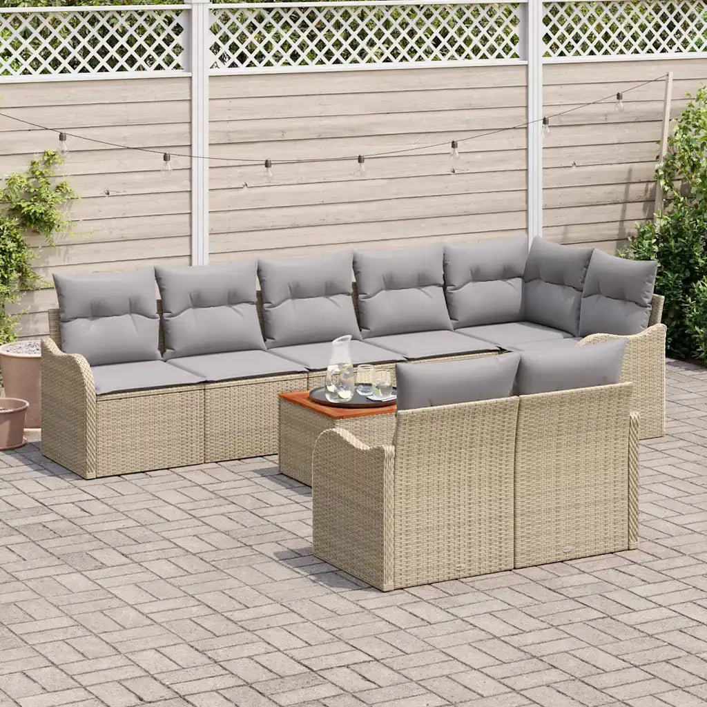 Set Divano da Giardino 9 pcs Beige e Grigio Chiaro polyrattan 3356138