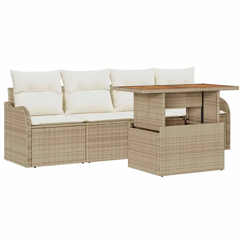 Set Divano da Giardino con archiviazione 5 pcs Beige polyrattan 3358129