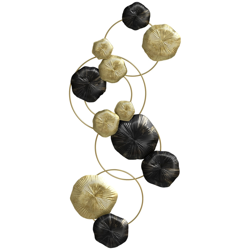 Scultura a Parete Foglia di Loto ¨C zephmum ¨C 84x35 cm Dorato e Nero