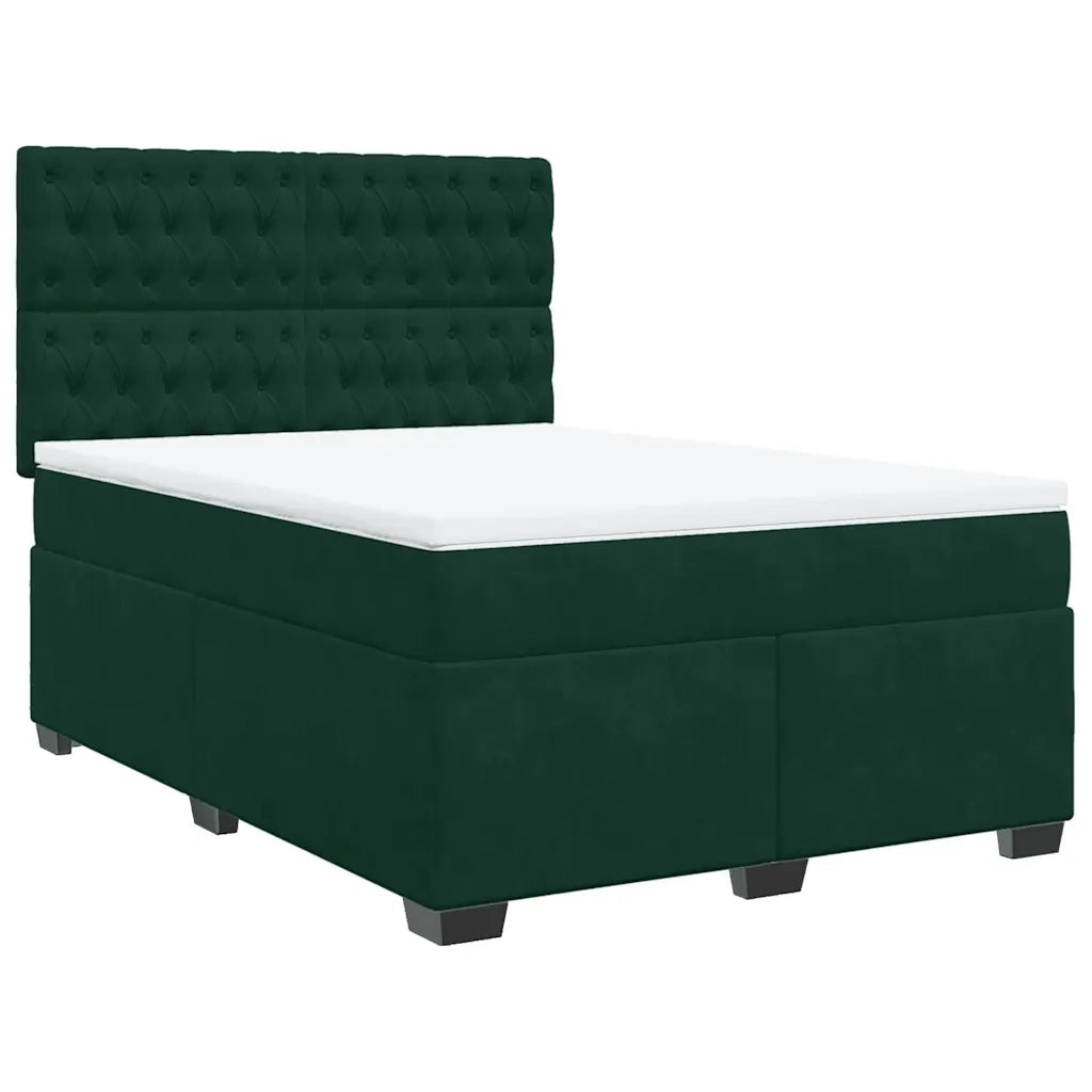 Giroletto a Molle con Materasso Verde Scuro 160x200 cm Velluto
