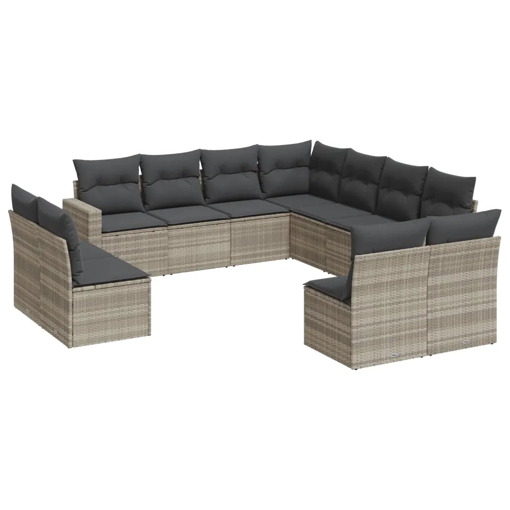 Set Divani da Giardino 11 pz con Cuscini in Polyrattan Grigio 3251469