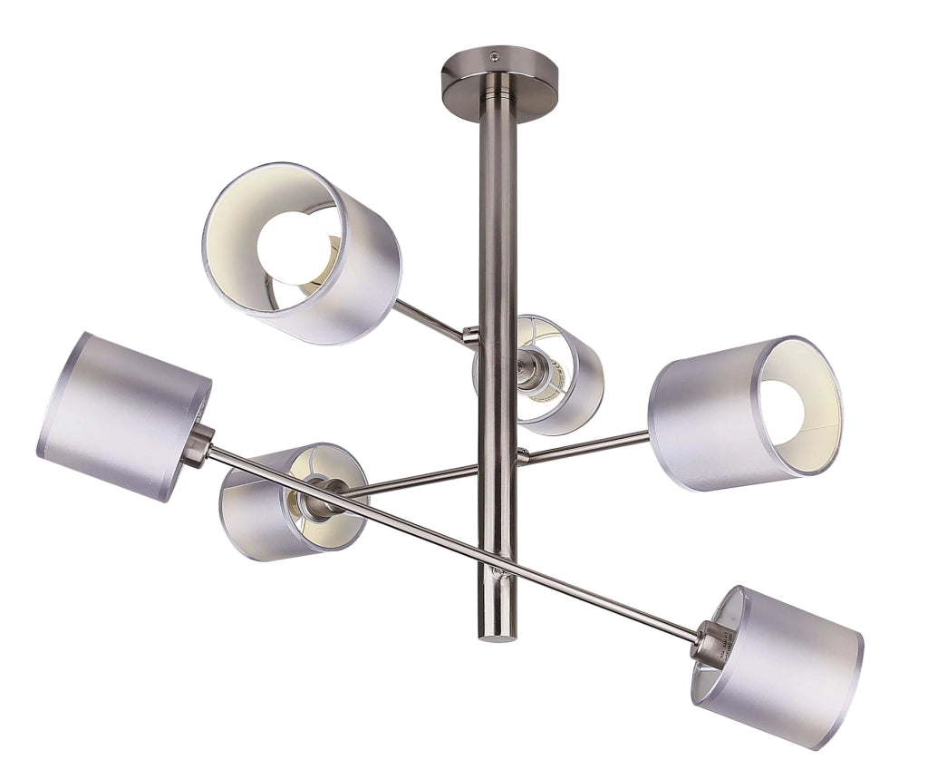Lampadario Candellux SAX 36-70715 6xE14 argento tessuto