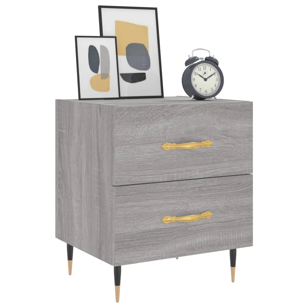 Set di 2 Comodini | Armadio da Notte | Mobiletto da notte Grigio Sonoma 40x35x47,5 cm in Legno Multistrato