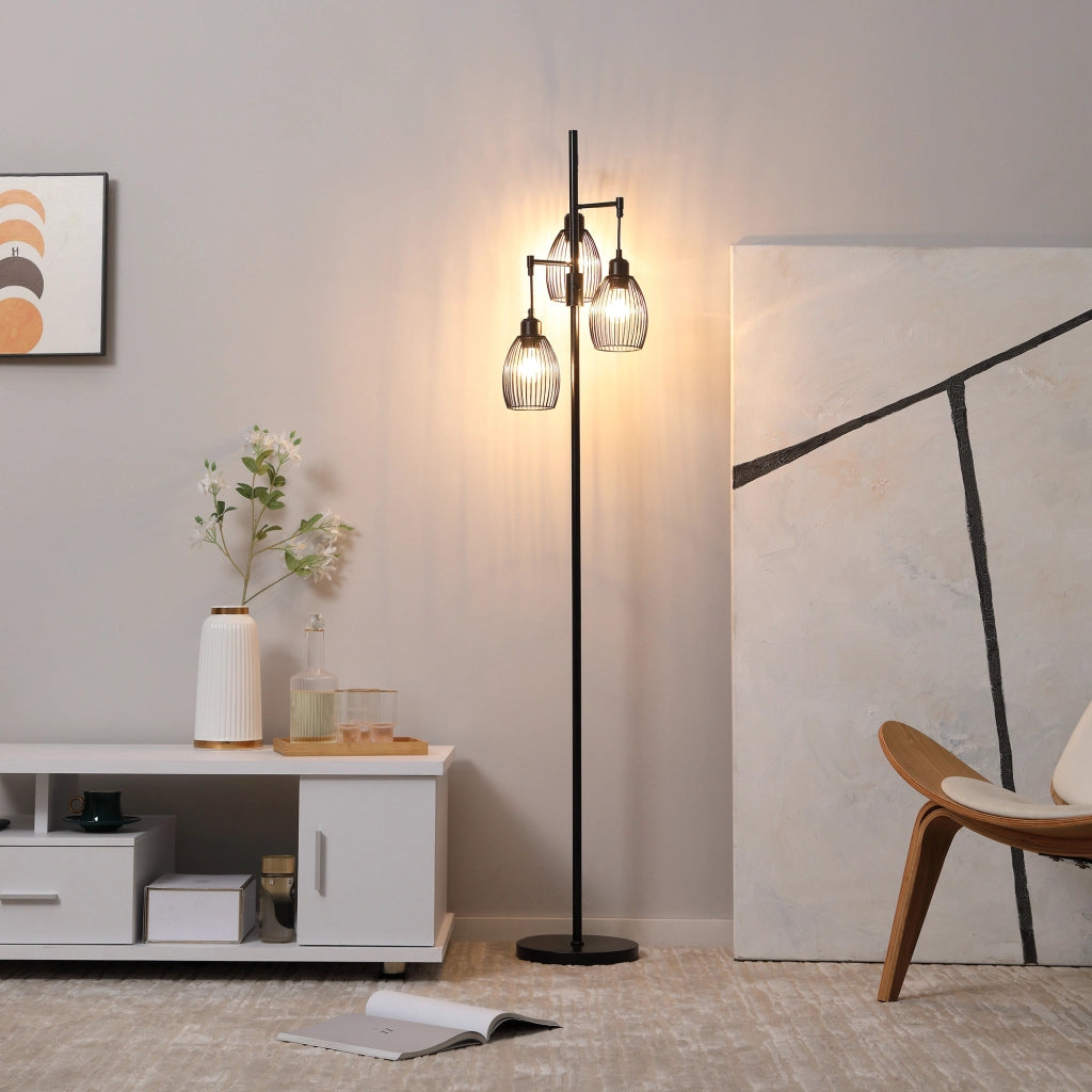 Lampada da Terra Industriale ¨C Zephmum ¨C Nero, Metallo, Regolabile