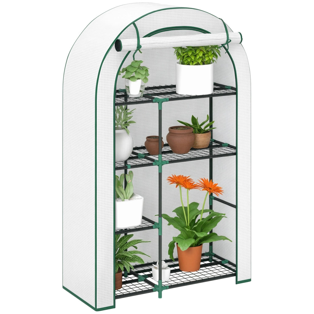 Serra da Giardino 4 Ripiani ¨C Xylo ¨C Telo Plastica Bianco 100x45x160cm