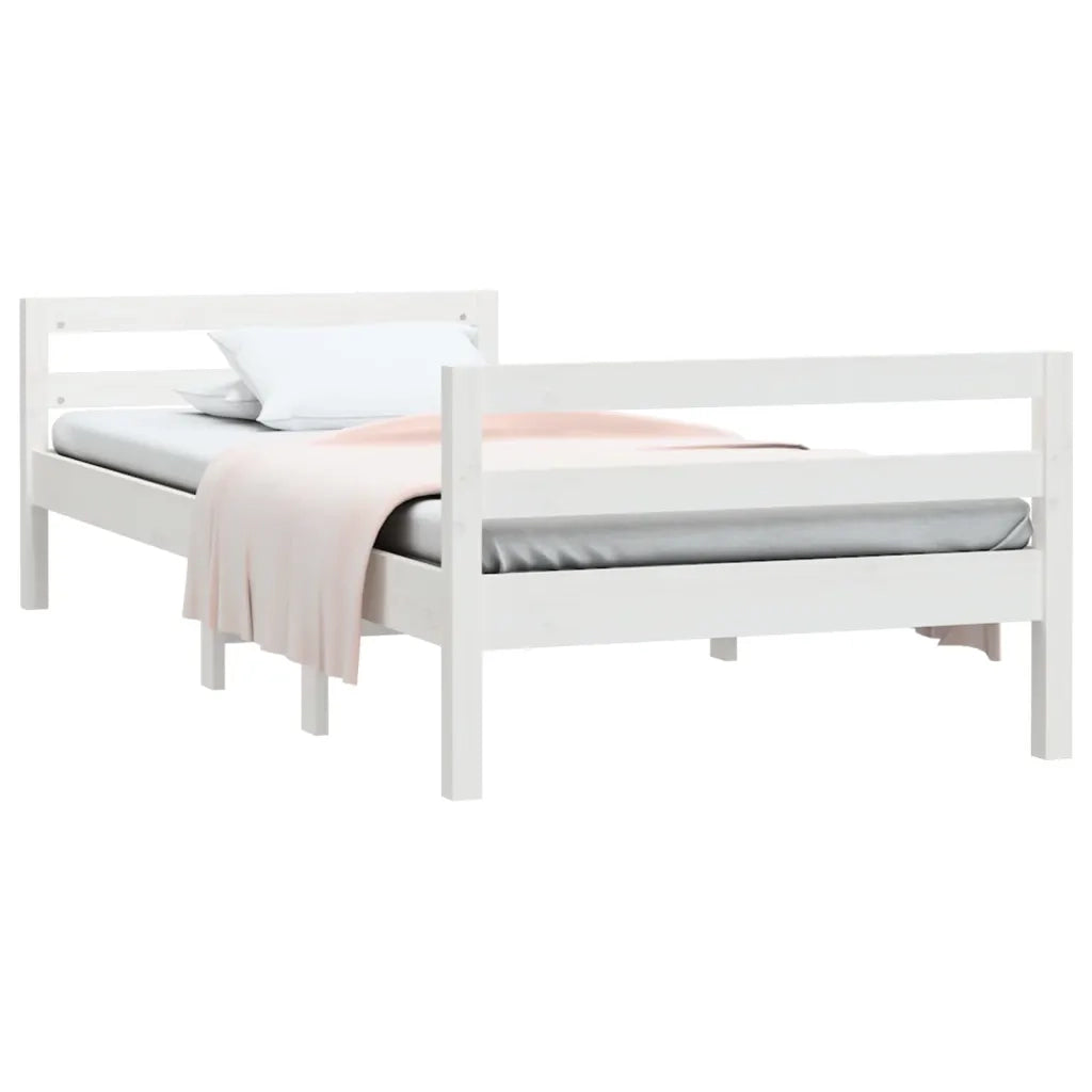 Letto singolo | Letto per adulti | Giroletto senza Materasso Bianco 80x200 cm Legno Massello Pino