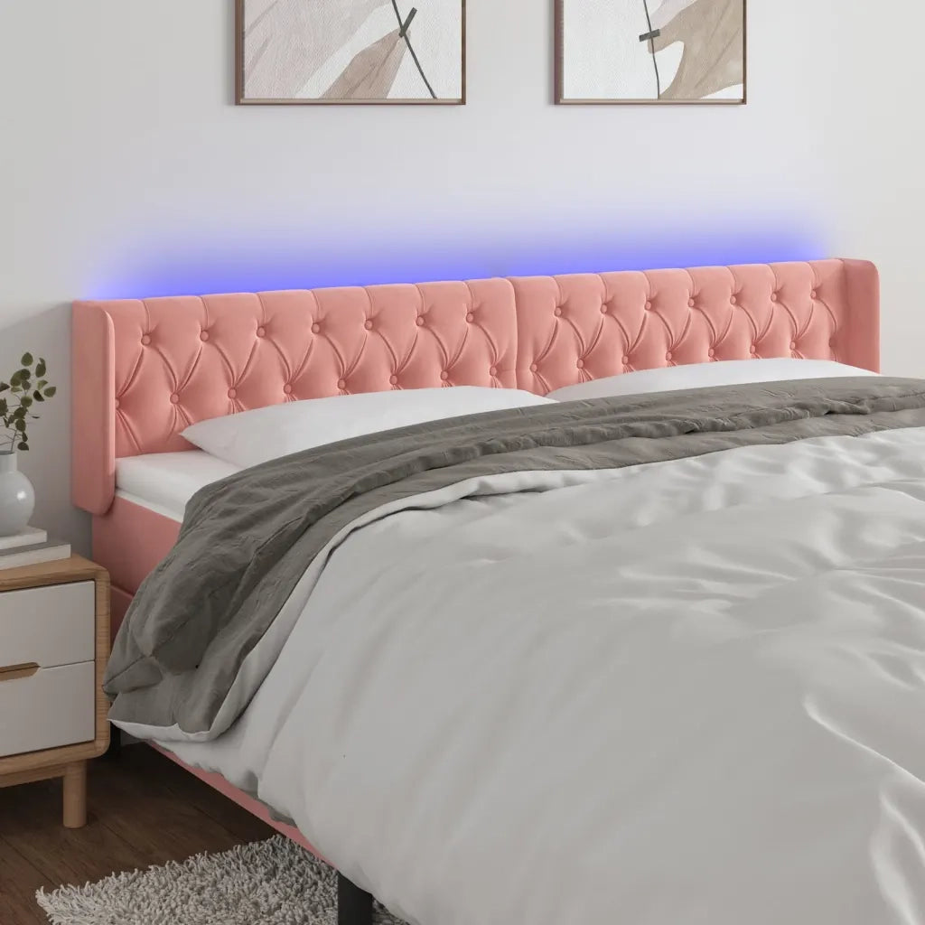 Testiera | Testata a LED Rosa 183x16x78/88 cm in Velluto