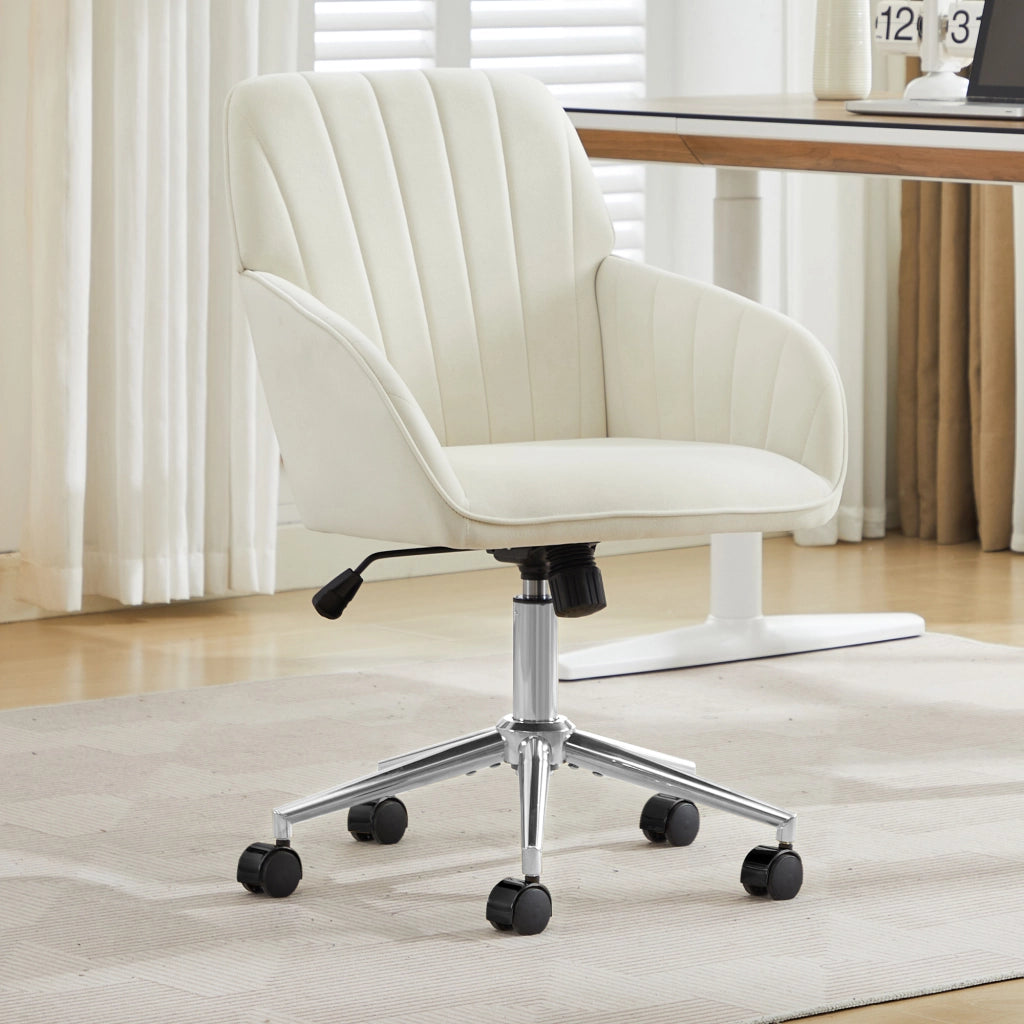 SEDIA girevole ufficio regolabile 50-59 cm velluto bianco