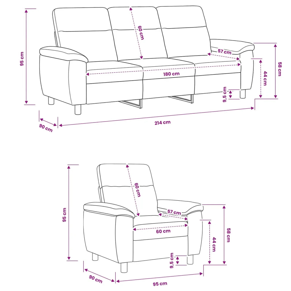 Set di divani 2 pcs Marrone Pelle Scamosciata Sintetica 3430639