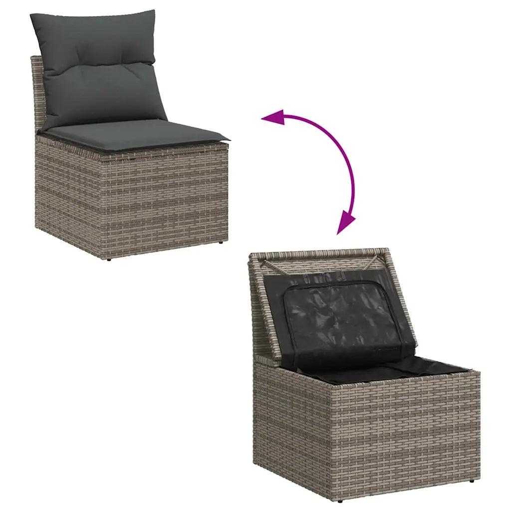Set Divano da Giardino con cuscino 12 pcs Grigio Poly Rattan 3364643