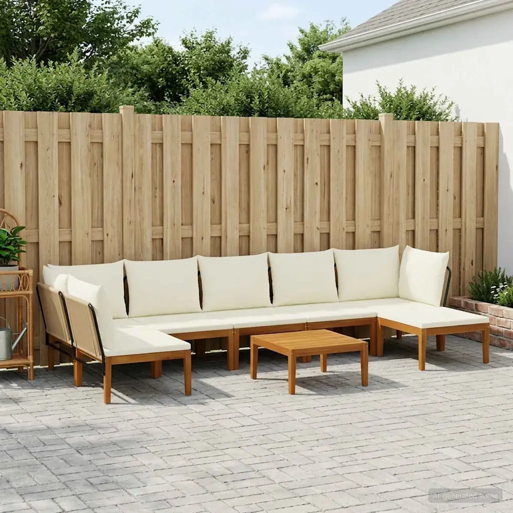 8 pcs Legno massiccio di acacia e corda Naturale 3407790