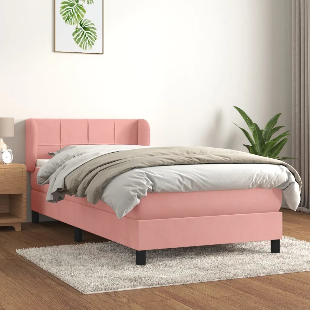 Giroletto a Molle con Materasso Rosa 90x190 cm in Velluto