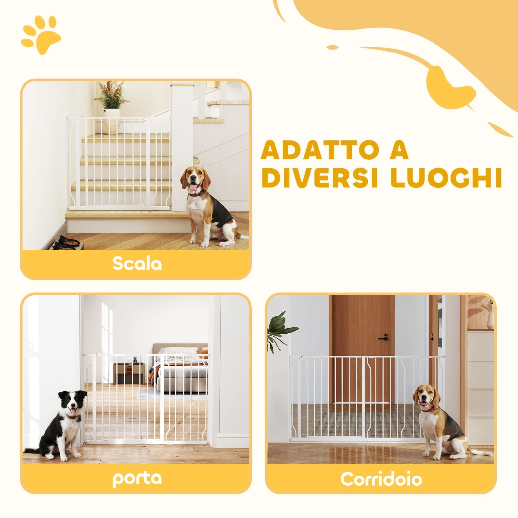 Cancelletto di Sicurezza per Cani ¨C Xylo ¨C Acciaio e ABS, Estensibile 75-145cm, Bianco