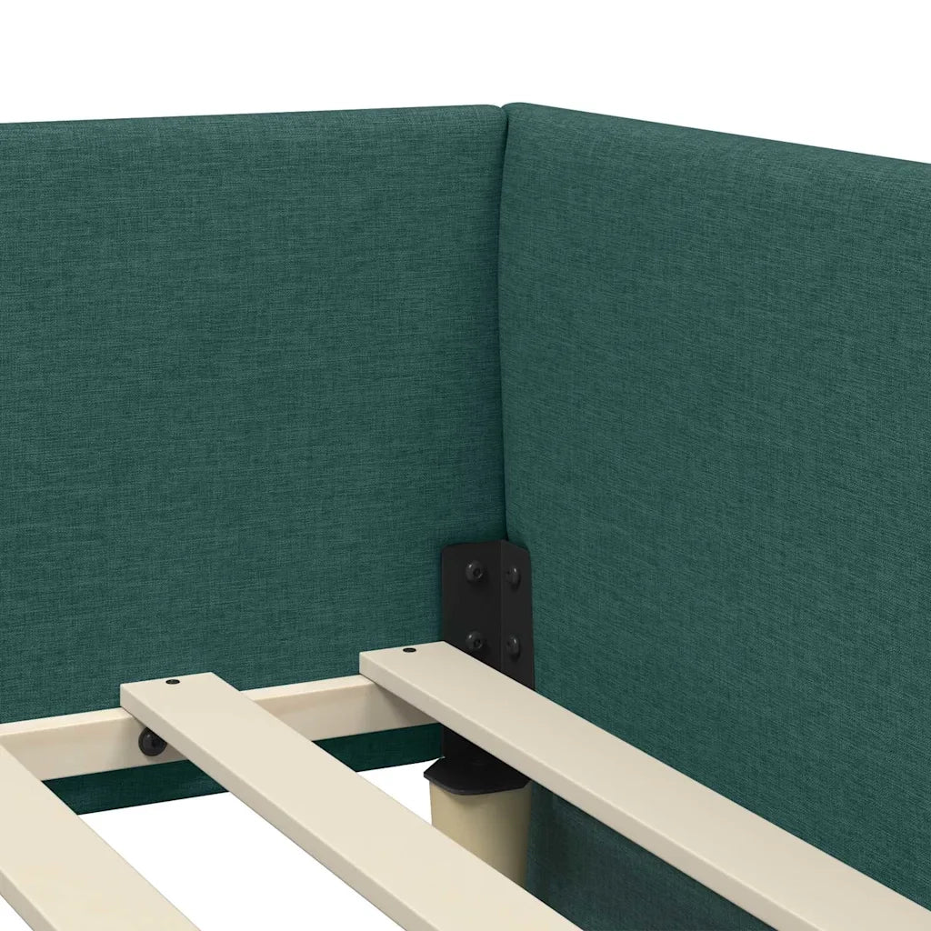 Cornice del letto ad angolo Verde Scuro 100 cm x 200 cm Tessuto 42016055