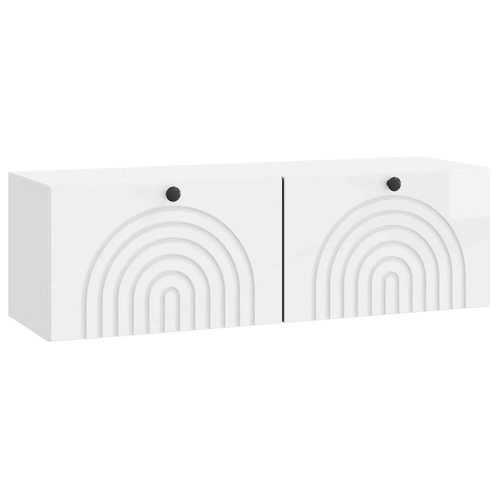 Mobile Porta TV da Muro-Credenza per TV sospesa Bianco Lucido 98 x 31 x 30 cm 675071