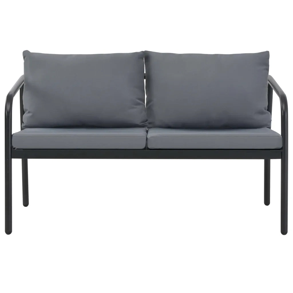Divano da Giardino a 2 Posti con Cuscini Grigio in Alluminio 44699