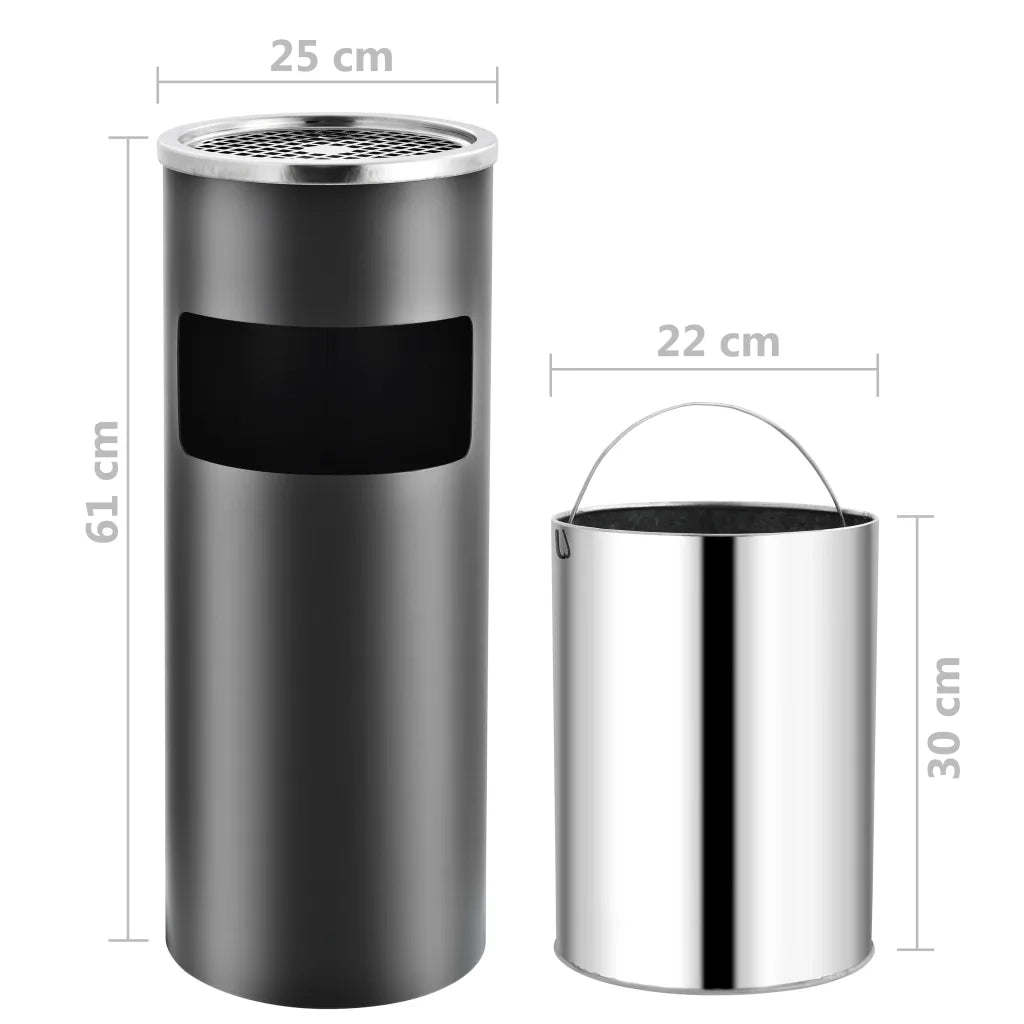 Pattumiera con Posacenere da Albergo 30 L Acciaio Grigio 51089