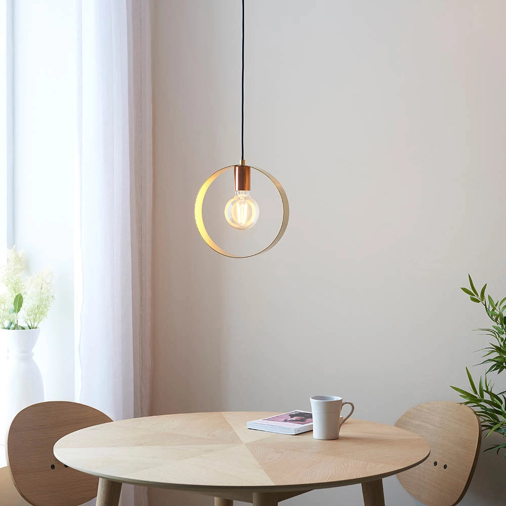 Lampada a sospensione HOOP anello ottone E27 Endon
