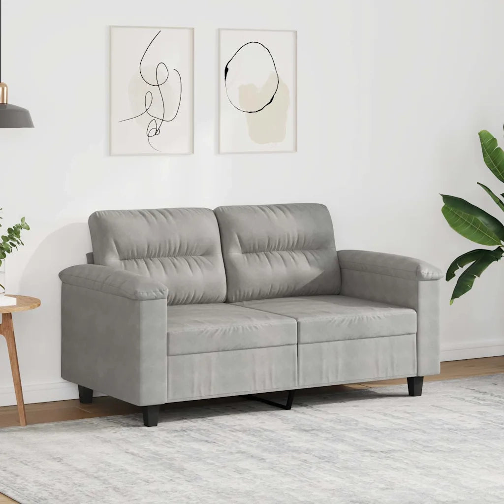 Divano | Divano da soggiorno | Sofa a 2 Posti Grigio Chiaro 120 cm in Tessuto Microfibra