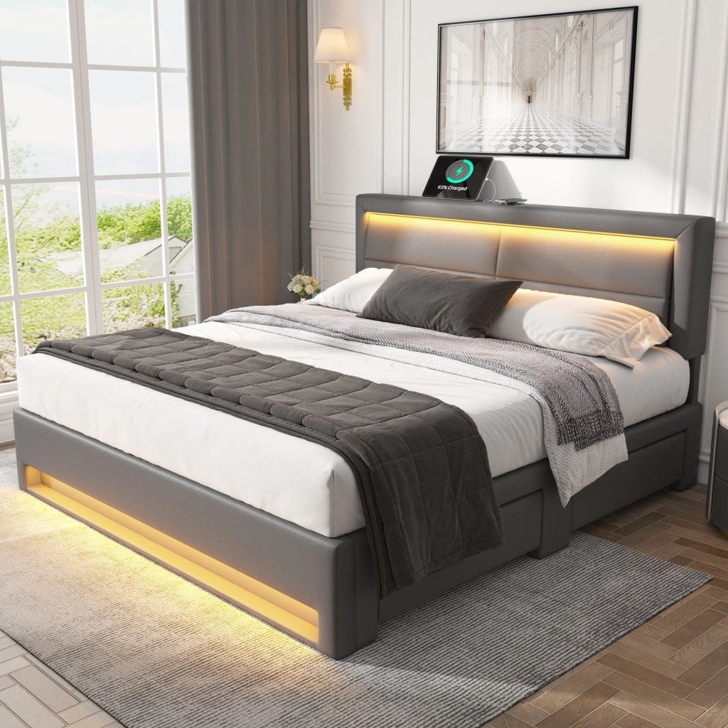 letto capitonné pu grigio 140 x 190 cm