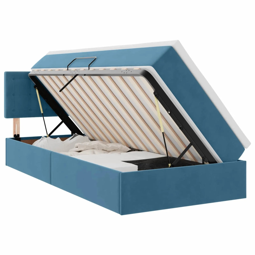 Letto con Contenitore Blu Scuro 90 x 190 cm Velluto